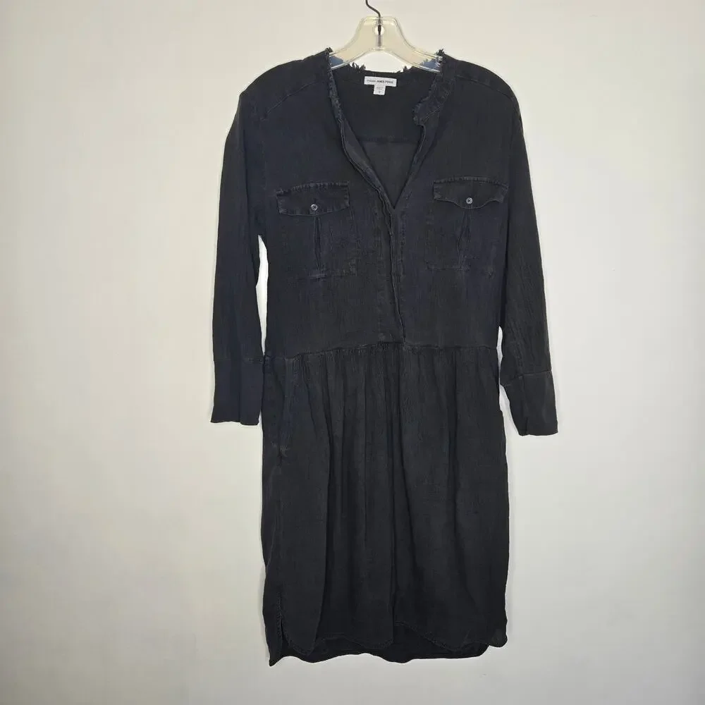 Standard James Perse Shirt Dress Gray Long Sleeve Cotton Casual Women Large - Picture 10 of 14